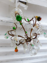 Load image into Gallery viewer, RARE Set Antique Chandelier Wall Lights Handmade Glass Drops Fruits 1950 MURANO