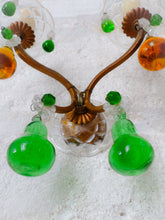 Load image into Gallery viewer, RARE Set Antique Chandelier Wall Lights Handmade Glass Drops Fruits 1950 MURANO