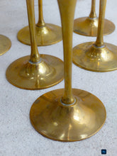 Load image into Gallery viewer, Charming Set of x8 Vintage Champagne Flutes Brass & Silverplated Metal 9"- Used