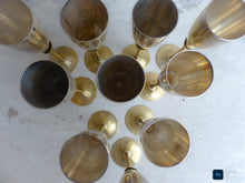 Load image into Gallery viewer, Charming Set of x10 Vintage Champagne Flutes Brass & Silverplated Metal 9"- Used
