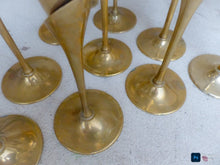 Load image into Gallery viewer, Charming Set of x10 Vintage Champagne Flutes Brass & Silverplated Metal 9"- Used