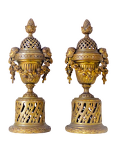 Load image into Gallery viewer, Gorgeous Antique PAIR French Cherub Cassolette Bronze - Early 19TH Louis XVI