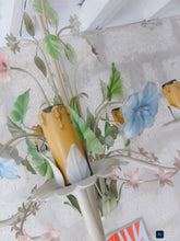 Load image into Gallery viewer, Charming Florentine Chandelier Enameled Metal Tole Flowers Italian Ceiling 80's