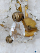 Load image into Gallery viewer, Vintage Pair cage Wall Light Clear Crystal Drop Cup Beads 1970's RARE Sconce