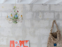 Load image into Gallery viewer, Charming Florentine Chandelier Enameled Metal Tole Flowers Italian Ceiling 80's