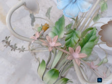 Load image into Gallery viewer, Charming Florentine Chandelier Enameled Metal Tole Flowers Italian Ceiling 80's
