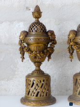 Load image into Gallery viewer, Gorgeous Antique PAIR French Cherub Cassolette Bronze - Early 19TH Louis XVI