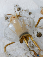 Load image into Gallery viewer, Vintage Pair cage Wall Light Clear Crystal Drop Cup Beads 1970's RARE Sconce