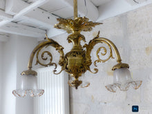 Load image into Gallery viewer, Gorgeous French 19th Century Gilt Bronze Flush Mount Light Chandelier Ceiling