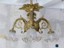 Load image into Gallery viewer, Gorgeous French 19th Century Gilt Bronze Flush Mount Light Chandelier Ceiling