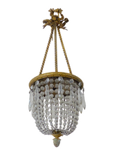 Load image into Gallery viewer, Gorgeous Antique French Basket Chandelier Ceiling Bronze Beads Prisms 1900 LXVI