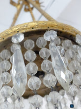 Load image into Gallery viewer, Gorgeous Antique French Basket Chandelier Ceiling Bronze Beads Prisms 1900 LXVI