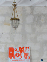 Load image into Gallery viewer, Gorgeous Antique French Basket Chandelier Ceiling Bronze Beads Prisms 1900 LXVI