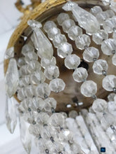 Load image into Gallery viewer, Gorgeous Antique French Basket Chandelier Ceiling Bronze Beads Prisms 1900 LXVI