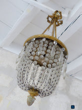 Load image into Gallery viewer, Gorgeous Antique French Basket Chandelier Ceiling Bronze Beads Prisms 1900 LXVI