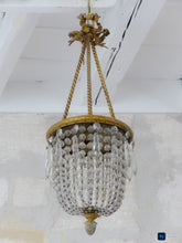 Load image into Gallery viewer, Gorgeous Antique French Basket Chandelier Ceiling Bronze Beads Prisms 1900 LXVI