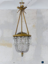 Load image into Gallery viewer, Gorgeous Antique French Basket Chandelier Ceiling Bronze Beads Prisms 1900 LXVI