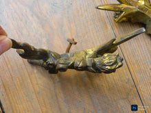 Load image into Gallery viewer, PAIR early 19TH Antique French Gilded Bronze Empire Pediment Hardware Salvage