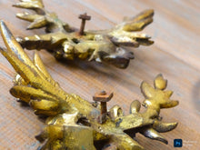 Load image into Gallery viewer, PAIR early 19TH Antique French Gilded Bronze Empire Pediment Hardware Salvage