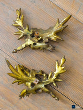 Load image into Gallery viewer, PAIR early 19TH Antique French Gilded Bronze Empire Pediment Hardware Salvage