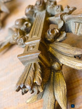 Load image into Gallery viewer, PAIR early 19TH Antique French Gilded Bronze Empire Pediment Hardware Salvage