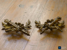 Load image into Gallery viewer, PAIR early 19TH Antique French Gilded Bronze Empire Pediment Hardware Salvage