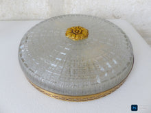 Load image into Gallery viewer, Gorgeous Vintage French Empire Ceiling D: 10" Gilded Bronze Brass & Glass 1960s