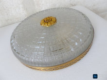 Load image into Gallery viewer, Gorgeous Vintage French Empire Ceiling D: 10" Gilded Bronze Brass & Glass 1960s