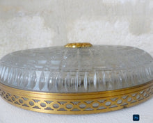 Load image into Gallery viewer, Gorgeous Vintage French Empire Ceiling D: 10" Gilded Bronze Brass & Glass 1960s