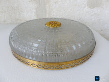 Load image into Gallery viewer, Gorgeous Vintage French Empire Ceiling D: 10" Gilded Bronze Brass & Glass 1960s