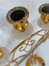 Load image into Gallery viewer, 19TH Gorgeous Antique Pair French Church Candlestick gilded Brass & Alabaster