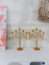 Load image into Gallery viewer, 19TH Gorgeous Antique Pair French Church Candlestick gilded Brass & Alabaster