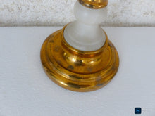 Load image into Gallery viewer, 19TH Gorgeous Antique Pair French Church Candlestick gilded Brass & Alabaster
