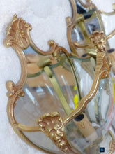 Load image into Gallery viewer, Charming Vintage French Pair Wall Lights Sconces Gilded Bronze Rare Curved Glass