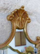 Load image into Gallery viewer, Charming Vintage French Pair Wall Lights Sconces Gilded Bronze Rare Curved Glass