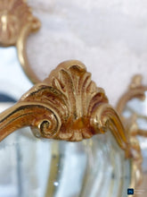 Load image into Gallery viewer, Charming Vintage French Pair Wall Lights Sconces Gilded Bronze Rare Curved Glass