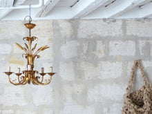 Load image into Gallery viewer, Gorgeous Gilded Chandelier Ceiling 70's Hollywood Regency Mid Century Wheat 6Lgt