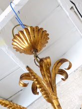 Load image into Gallery viewer, Gorgeous Gilded Chandelier Ceiling 70's Hollywood Regency Mid Century Wheat 6Lgt