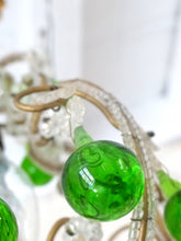 Load image into Gallery viewer, Vintage Chandelier Green Glass Drops Prisms Beads 1930 Italian Ceiling 1 Light