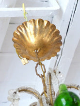 Load image into Gallery viewer, Vintage Chandelier Green Glass Drops Prisms Beads 1930 Italian Ceiling 1 Light