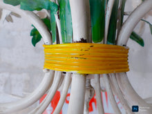 Load image into Gallery viewer, 1960's Charming Florentine Chandelier Enameled Metal Tole Flower Italian Ceiling