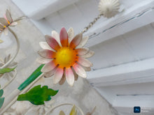 Load image into Gallery viewer, 1960's Charming Florentine Chandelier Enameled Metal Tole Flower Italian Ceiling