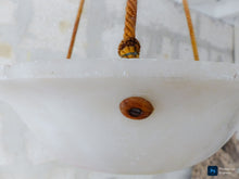 Load image into Gallery viewer, 1900 Gorgeous Antique French Alabaster Pendant Chandelier Ceiling Rope Mount 14"