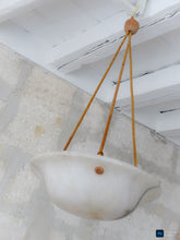 Load image into Gallery viewer, 1900 Gorgeous Antique French Alabaster Pendant Chandelier Ceiling Rope Mount 14"