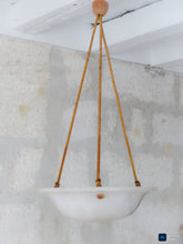 Load image into Gallery viewer, 1900 Gorgeous Antique French Alabaster Pendant Chandelier Ceiling Rope Mount 14"