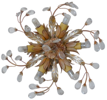 Load image into Gallery viewer, 1980 Flowers Glass Murano Gilded & Silver Wall Light Ceiling Chandelier ARTEFICE
