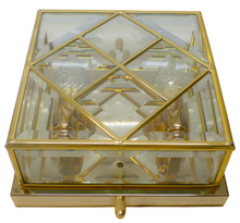 Load image into Gallery viewer, Gorgeous Gilt Mid Century 1970 Ceiling Wall Light Beveled Glass Chandelier 9"