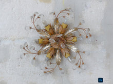 Load image into Gallery viewer, 1980 Flowers Glass Murano Gilded & Silver Wall Light Ceiling Chandelier ARTEFICE