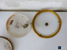 Load image into Gallery viewer, Gorgeous PAIR Vintage French Empire Ceiling Gilded Bronze Glass 1950s HOLOPHANE