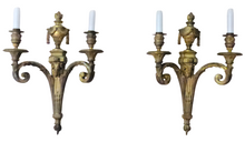 Load image into Gallery viewer, XL Large Antique PAIR French Gilt Bronze RAM 19TH Wall Light Sconce Louis XVI